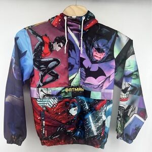 Members Only Batman Pullover AOP Comic Windbreaker Hooded Mens Small